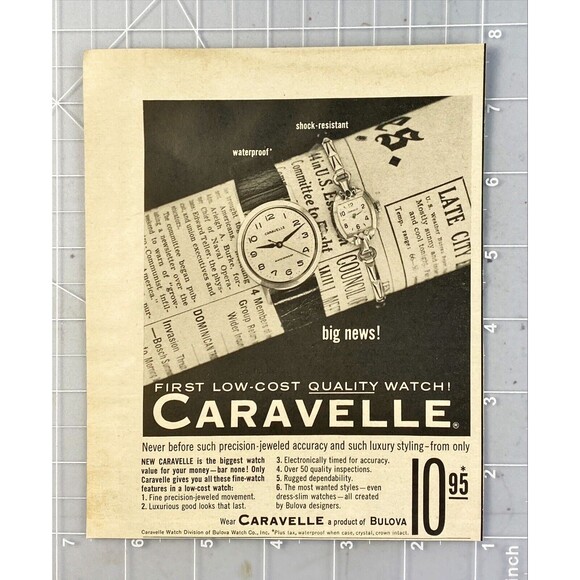 Caravelle "First Low-Cot Quality Watch!" Vintage Print Ad 1963 - Picture 2 of 3